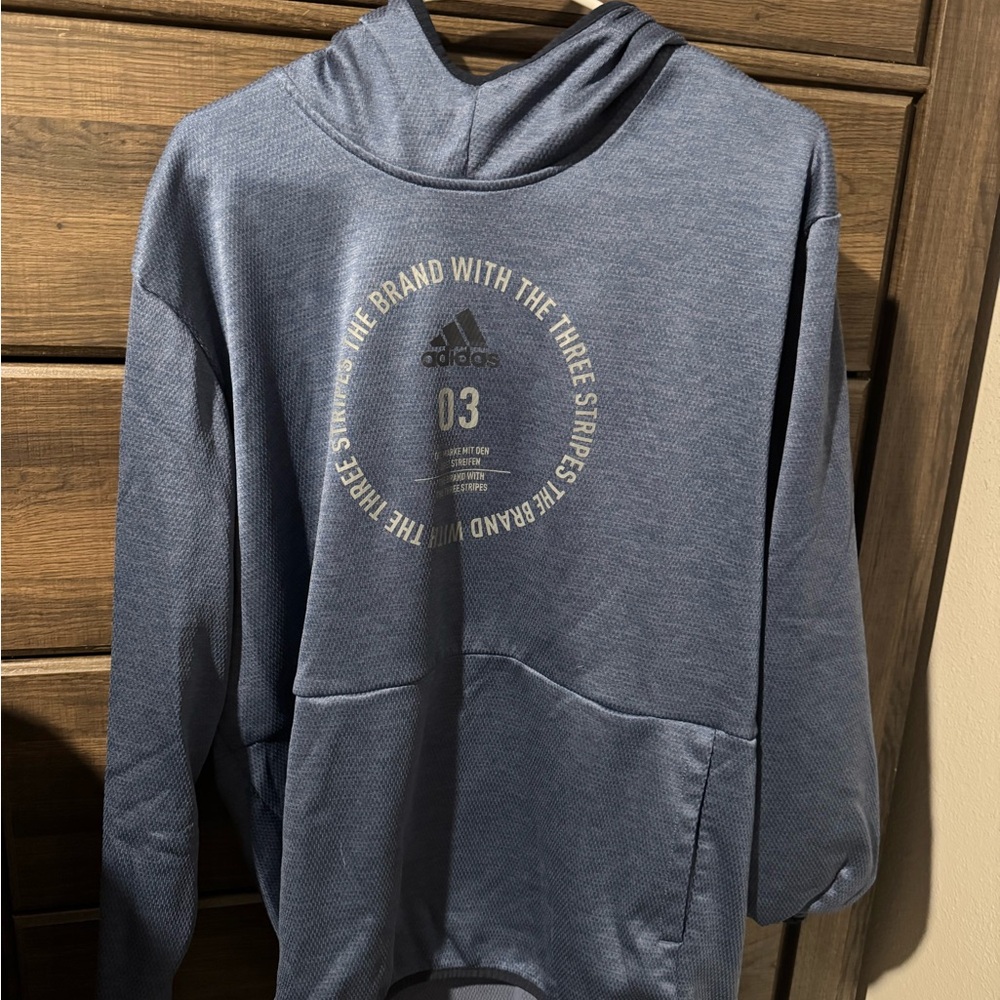 Adidas Men's Heathered Blue Hoodie